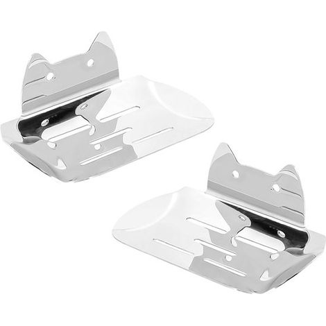 Portasapone - Set di 2 portasapone da parete in acciaio inox argentato riflettente, con foro di drenaggio, adatti per il bagno. (1/2)
