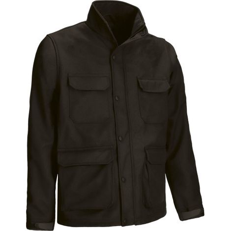 Chaqueta softshell multibolsillos con forro interior de rejilla, en tejido softshell en tres capas VALENTO JEREMY XL Negro
