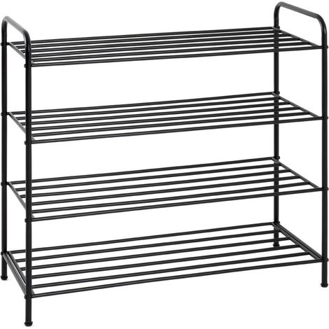 Etagère à chaussures, meuble à chaussures en métal coloris noir -longueur 83 x profondeur 35 x hauteur 78 cm (1/5)