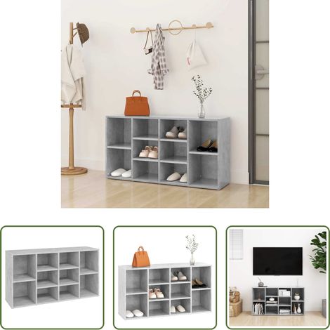 vidaXL Schuhregal - Schuhbank Betongrau 103x30x55 cm Holzwerkstoff (1/5)
