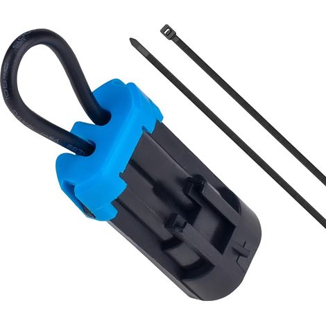 The Polaris UTV seatbelt utilizes a bypass safety plug (DJ7024-1.5-11) with cable ties. (1/4)