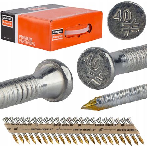 Simpson Strong Tie – Clous à tête fraisée 4x40 mm en acier galvanisé – 1500 pièces – Fixation renforcée pour assemblages de menuiserie