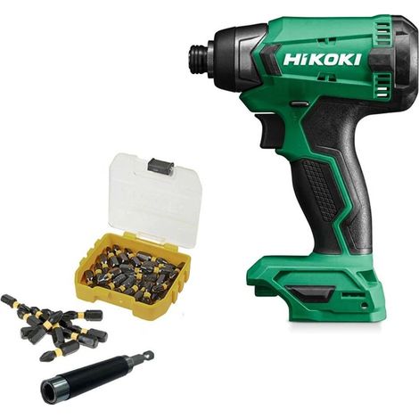 HiKOKI WH18DAW4Z 18v Compact Impact Driver Bare + 25 Piece Bit Set and Holder (1/4)