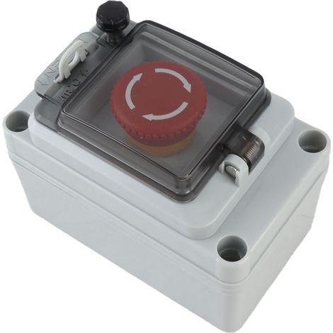 Bouton arrêt urgence avec boîte IP67 étanche – Interrupteur coupure intérieur extérieur, sécurité (1/5)