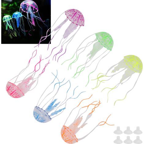 Décoration Aquarium Artificielle Méduses Fluorescentes Miniature - Ensemble de Six Couleurs Diverses-AUTRES (1/5)
