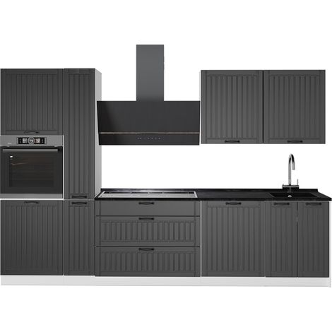 Cucina componibile Fame-Line, Grigio scuro/Bianco, 310 cm, PL Antracite, Vicco (1/5)