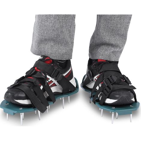 Scarpe arieggiatrici per prato, scarpe arieggiatrici per prato con punte e 4 cinghie regolabili, scarpe scarificatrici arieggiatrici per prato da giardino di misura universale (4 cinghie), A (1/5)