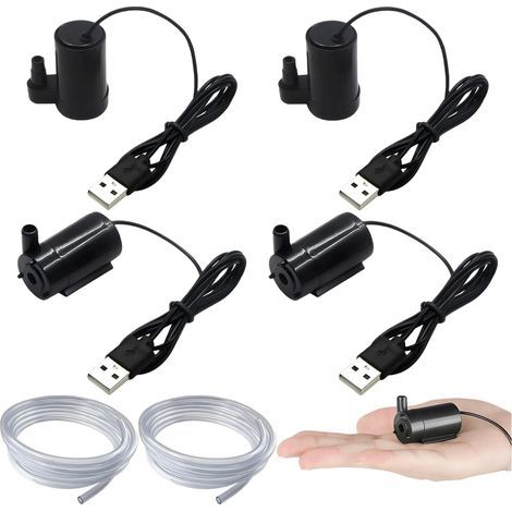 4 Pièces Pompe Eau Submersible, 2,5-6 V, Débit 2-3 L/min, Silencieuse Pour Aquarium, Fontaine (1/5)