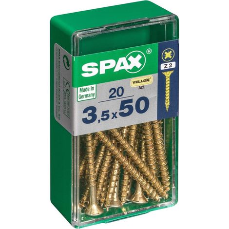 Boîte de 20 unités de vis à bois Spax à tête plate Yellox 3,5x50mm Spax (1/5)