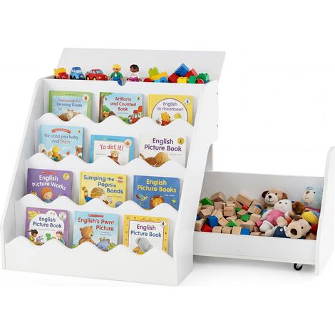 COSTWAY Libreria Montessoriana Per Bambini,Scaffale Portagiochi Bambini,Libreria Bambini Legno,Portalibri Bambino,Biblioteca Montessoriana Bambini,Scaffale Pe (1/5)