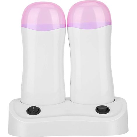 Chauffe-Cire Double pour Épilation, Dispositif Chauffant avec Double Cartouches Roll On, Ensemble pour Sourcils, Visage, Aisselles, Bikini, Jambes (1/5)