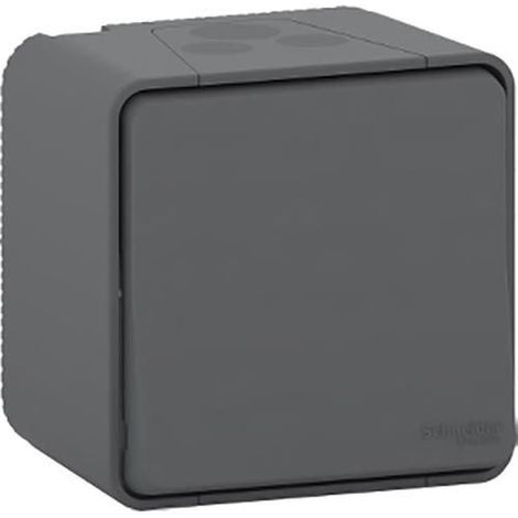 Schneider MUR35026 Mureva Styl - Pulsante - montaggio esterno - IP55 - IK08 - connessione automatica - grigio