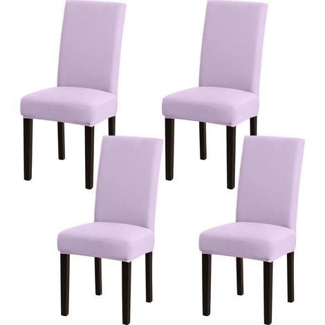 Housses de chaise extensibles lavables lot de 4 violettes (1/5)