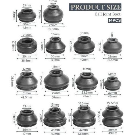14PCS Cache-Poussière pour Rotule Automobile,Embouts Universels en Caoutchouc,Capuchons Anti-poussière Universels en Silicone,Soufflet Anti-Poussière à Rotule,Convient pour Bus,Voitures,Taxis (1/5)