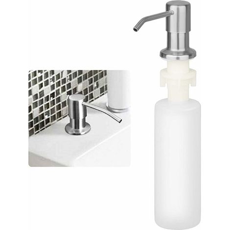 royaluxe - Distributeur Savon Liquide Encastrable avec Bouteille 300ML, Distributeur Savon de Mousse Evier, Distributeur Liquide Vaisselle Cuisine, Distributeur de Détergent En Acier Inoxydable pour B (1/5)