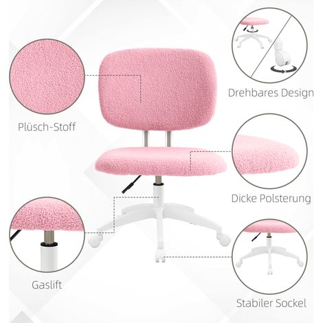 Fauteuil de bureau rotatif, réglable en hauteur, 48 cm x 53 cm x 80-90 cm, Rose (1/5)