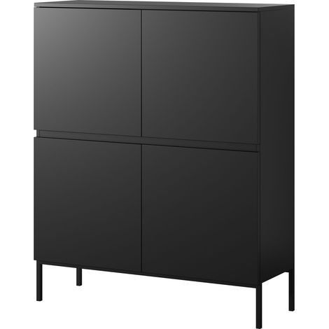 Selsey Bemmi - Highboard Hochkommode 4-türig, Schwarz, 100 cm (1/5)