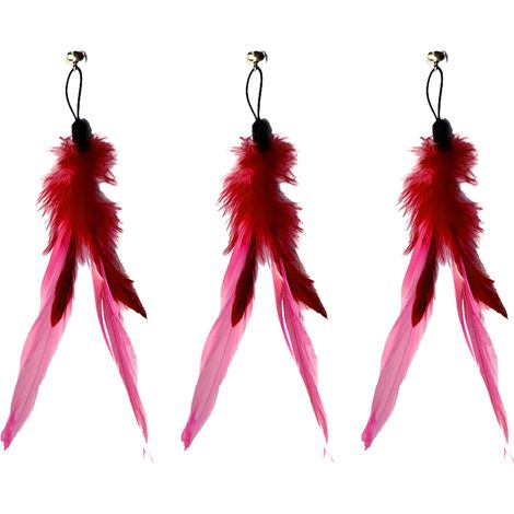Lot de 3 têtes de rechange en plumes colorées pour jouets pour chats - Plumes jaunes (1/5)
