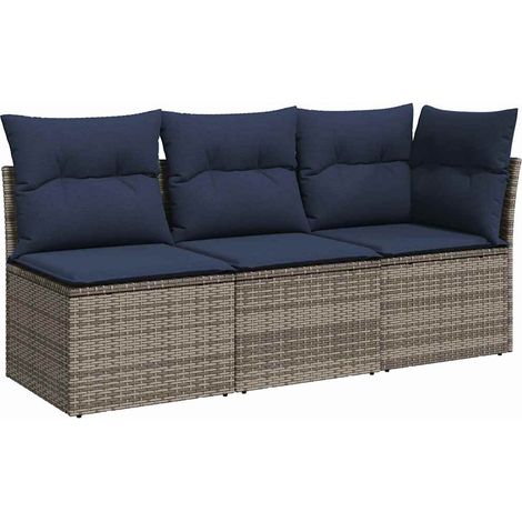 Garden Sofa with Cushion 8 pcs Grey and beige Poly rattan vidaXL (1/5)