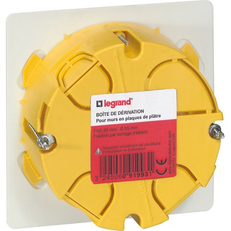 Legrand - Boîte de dérivation pour plâtre avec plaque et vis - Ø85mm prof. 40mm (1/2)