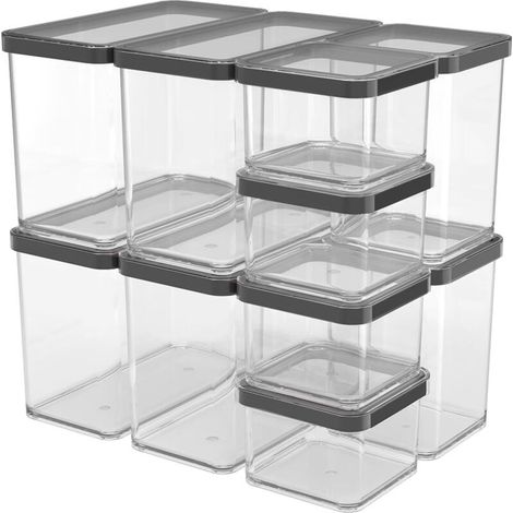 Set di 10 scatole portaoggetti in plastica PP senza BPA, nere, 32,3 x 22,3 x 32,4 cm (1/4)