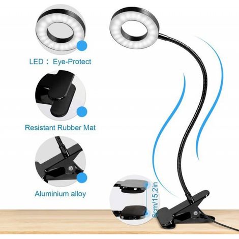 Lampe de bureau - - Flexible 360° - 40 LED - 3 niveaux de luminosité - Noir (1/4)