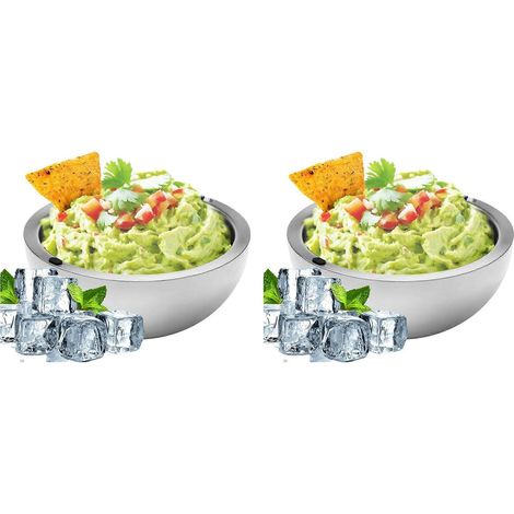 2X Dip Chiller bol grand 35oz capacité Frozen glace inoxydable acier Party service bol Dip plat Platter Keeps Salsa (1/5)