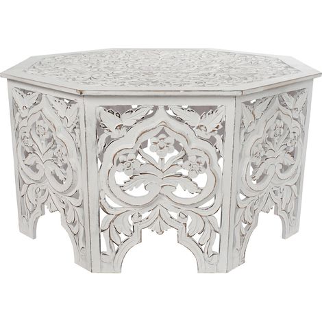 Table Café Mdf 84X84X46 Vieilli Blanc (1/4)