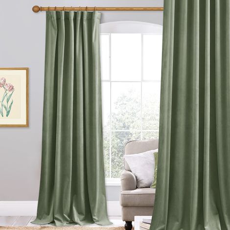 Rideaux vert sauge de 213,4 cm – Rideaux épais en velours super doux pour chambre d'enfant, chambre à coucher, porte d'intimité, pour maison, bureau et salle de bain, 132 x 213,4 cm (1/5)