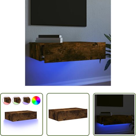 LED-Leuchten - TV-Schrank mit LED-Leuchten Räuchereiche 60x35x15,5 cm (1/5)