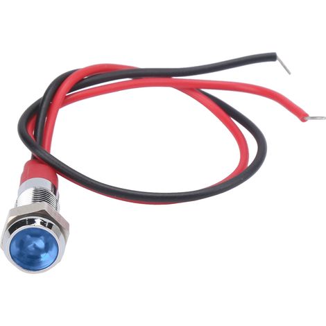 Lampe témoin LED métal 6mm étanche pour tableau de bord voiture camion bateau, signalisation bleue 6V avec fil, voyant lumineux industriel (1/5)