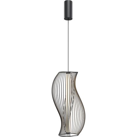 Maytoni Shadows Of The Past Lampadario moderno a sospensione con struttura in filo metallico, nero 3000K, 1200lm, paralume bianco (1/5)