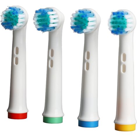 Lot de 4 têtes de rechange pour brosse à dents électrique SB17A : élimination accrue de la plaque dentaire, poils arrondis, nettoyage doux et efficace des dents. (1/5)