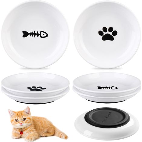 6pcs Ceramic Cat Bowl, Ceramic Cat Bowls, Ceramic Cat Food Bowls, Cat Bowl with Silicone Base for Food and Water for Kittens (1/5)