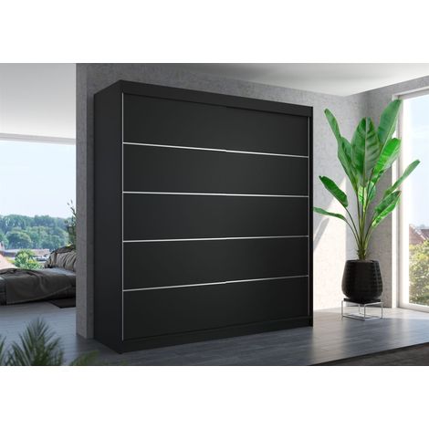 Schiebetürenschrank Schrank Nr.420 in Schwarz matt 200x215x58 cm (1/3)
