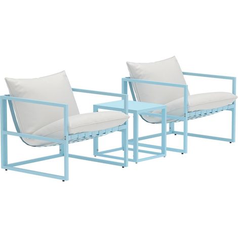 Salon de Jardin 3 Pièces "Messina" 75cm Bleu Clair (1/3)