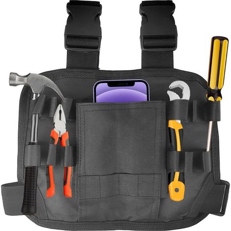 Sacoche Outils Ceinture, Tissu Oxford Ceinture Porte Outils, 25 × 18 cm Ceintures Porte-Outils, Sac à Outils pour les Jambes Plusieurs Poches Noires, pour les Travailleurs de Maintenance (1/5)
