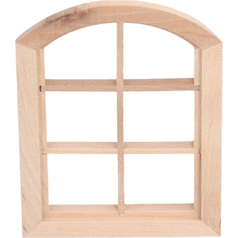Fenêtres Miniatures pour Maison de Poupée avec 6 Vitres en Bois Arqué (1/5)