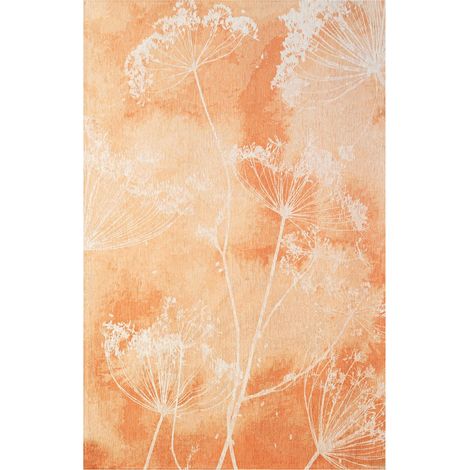 Tapis intérieur extérieur orange floral antidérapant oekotex - 80 x 150 cm (1/5)