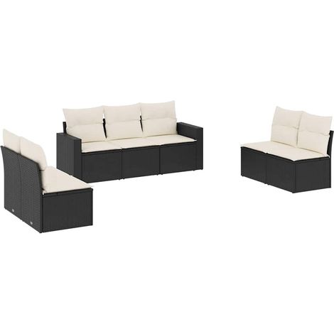 Set Divani da Giardino con Cuscini 7pz Nero Polyrattan vidaXL (1/3)