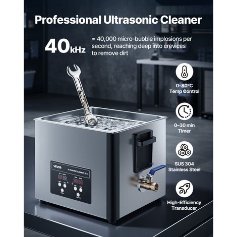 Nettoyeur à Ultrasons 15 L, Appareil de Nettoyage par Ultrasons 240 W 40 kHz, avec Panier de Nettoyage et Affichage Numérique, en A… (1/5)