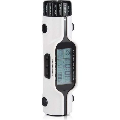 Lampe Torche LED Voyage Numérique Affichage Heures Multi Zones Horaires Thermomètre Écran Rétroéclairé