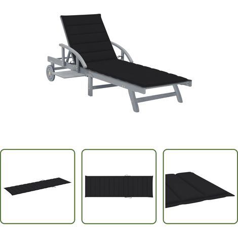 Chaise longue bois - Chaise longue de jardin avec coussin Bois d'acacia solide (1/5)