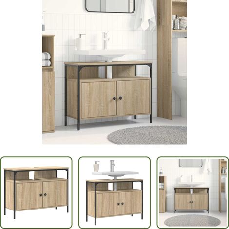 vidaXL Holz Schrank -  Waschbeckenschrank mit Tür Braun 80 x 30 x 60 cm Holzwerkstoff