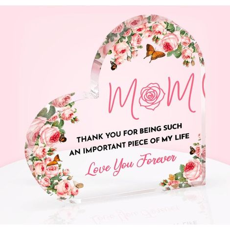 Plaque acrylique en forme de cœur, souvenir familial, idée cadeau pour papa maman sœur ou proches（15 cm) (1/4)