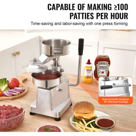 Presse à galettes hamburger pro 130 mm, bol inox alimentaire, machine à former steaks, presse à viande cuisine avec 1000 feuilles (1/5)