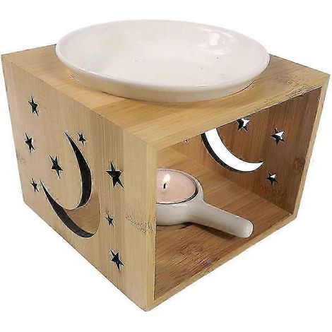 Romantischer Teelichthalter aus Holz für Duftkerzen, Schlafzimmerdekoration, Weihnachtsgeschenk-Star Moon Pattern (1/5)