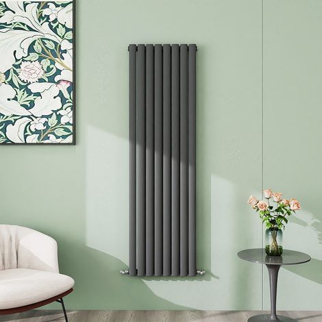 AICA 1600x472mm Anthracite Vertical Designer Radiator Single Oval Column Heating UK