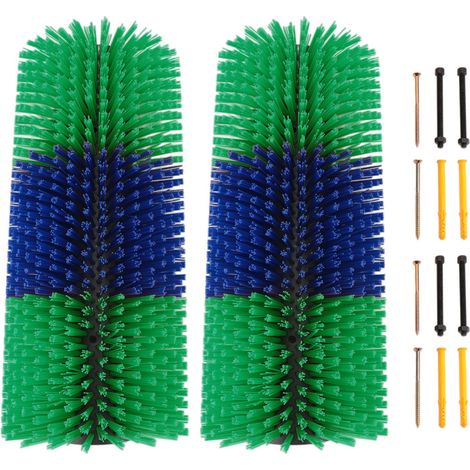 Lot de 2 brosses à gratter pour animaux d'élevage, massage complet pour soulager les démangeaisons du dos des chevaux, bovins et moutons (vert). (1/5)