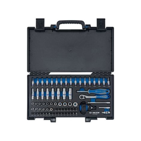 KING TONY - Coffret de douilles 1/4" 6 pans métriques et accessoires - 72 pièces
